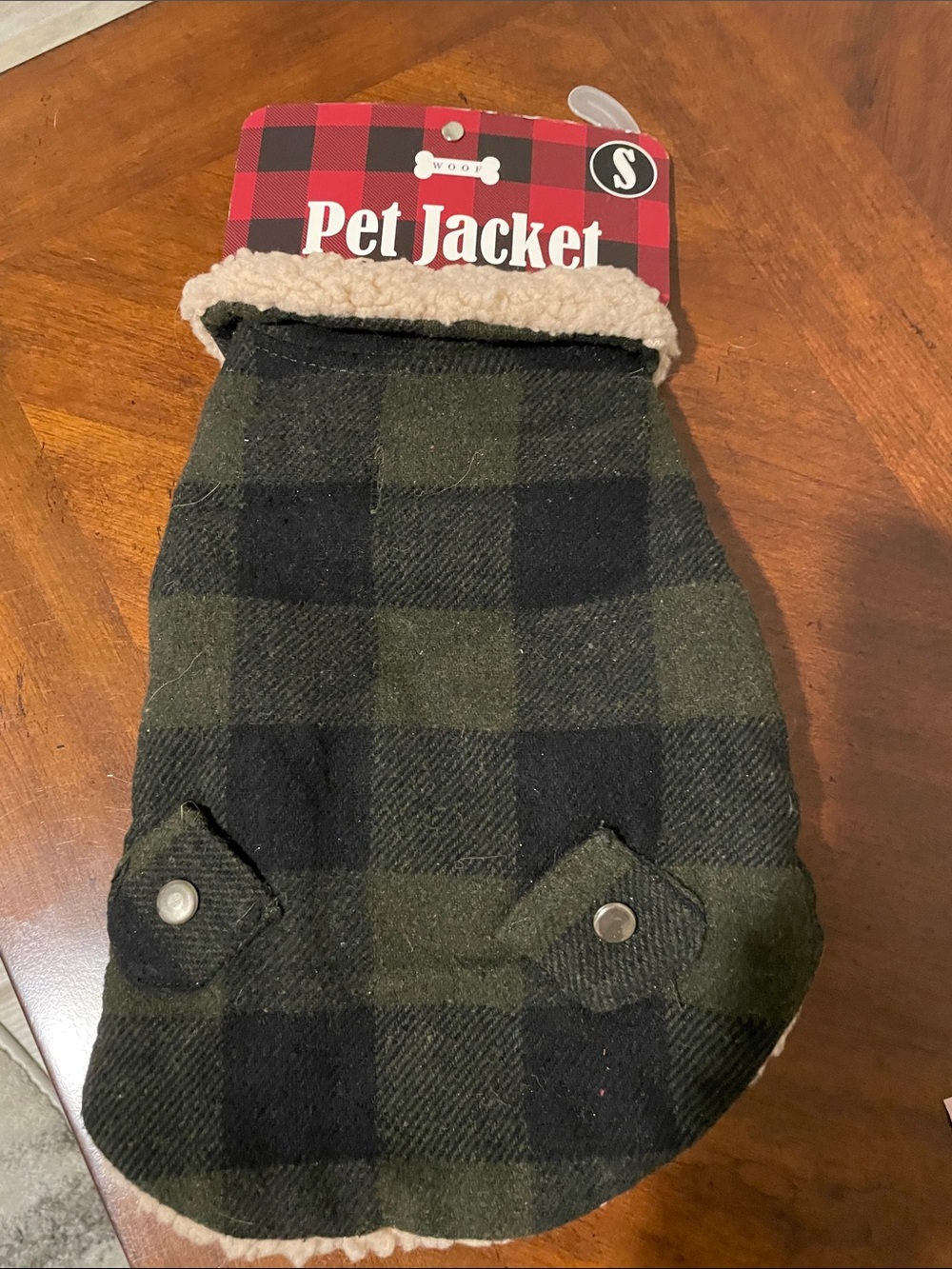 PETS-Green & Black Plaid Sherpa-Lined Jacket